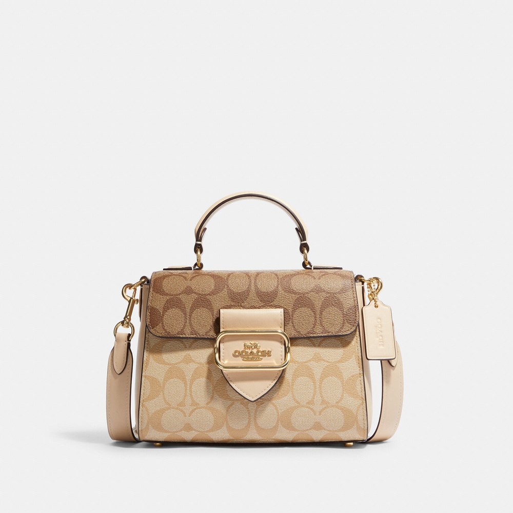NWT Coach Outlet Morgan Top Handle Satchel In Blocked Signature Canvas - Picture 1 of 7